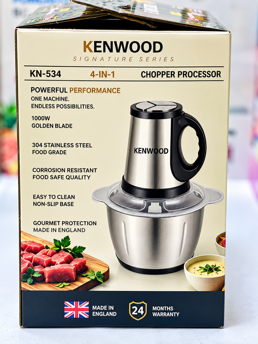 Kenwood 3 Litre 4 in 1 Chopper | 3 plug | 6 Golden Blade | Food Safe | Corrosion Resistant