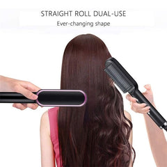 Hair Straightener Brush Curling Comb 2 In 1 Hair Hot Comb Anti-Scald Hair Straightener Brush For Girls Electric Heated Hair Styler Tool, Travel, Professional Salon at Home