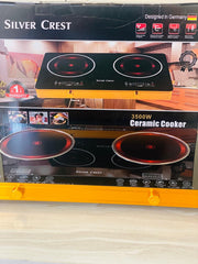 Double Silver Crest Kitchen Ceramic Stove Grill 2 Burner Cooking Electric Ceramic Stove Infrared Double Induction Cookers
