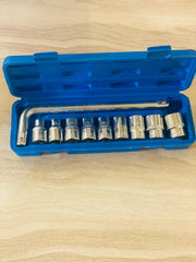 10Pcs L Shaped Handle Chrome Vanadium Socket Wrench Spanner Set With Box Spanner