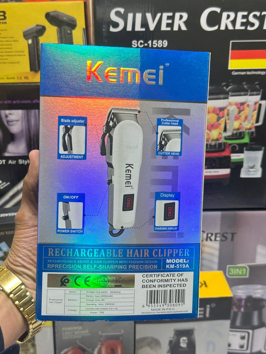 Kemei KM-809A Professional Electric Hair Clipper Rechargeable Men's Trimmer LCD Haircut Machine Barber Shaver