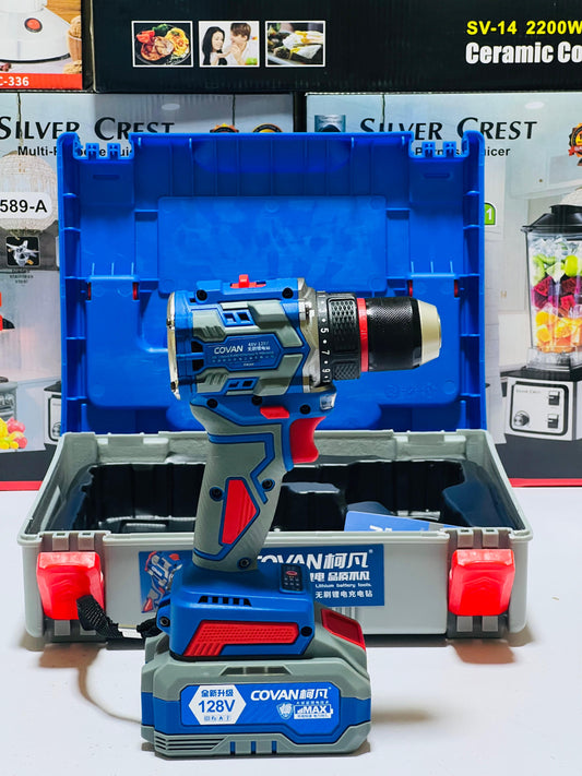 COVAN 128V Brushless Power Drill 120Nm Cordless Hammer Drill Machine Electric Screwdriver 13mm Chuck Cordless Impact Drill
