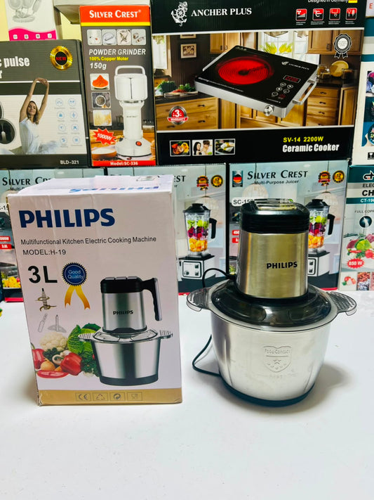 Model H-19 Philips 3L Meat Grinder Stainless Steel Electric Chopper Meat Grinder - Mincer, Food Processor, Slicer - Home Appliance