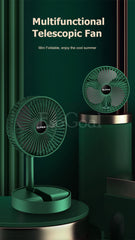 Electric Fan Mini Foldable Telescopic Fan Low Noise Portable Folding Telescopic Small Desktop Fan High Battery Life USB Rechargeable Floor Fan For Student Dormitory Home Outdoor Camping Office