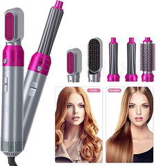 Hair Dryer Brush 5 In 1 Electric Blow Dryer Comb Hair Curling Wand Detachable Brush Kit Negative Ion Straightener Hair Curler