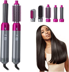 Hair Dryer Brush 5 In 1 Electric Blow Dryer Comb Hair Curling Wand Detachable Brush Kit Negative Ion Straightener Hair Curler