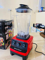 Silver Crest Heavy Duty German Powerful Blender 2 in 1 4500 Watts Power Full Motor 2l Large Capacity Unbreakable Jug and 700ml Chopper Multifunctional Blender for Smoothie Milkshake Juicer Ice Crusher Electric Grain Grinder 15 Rotating Speeds, Red