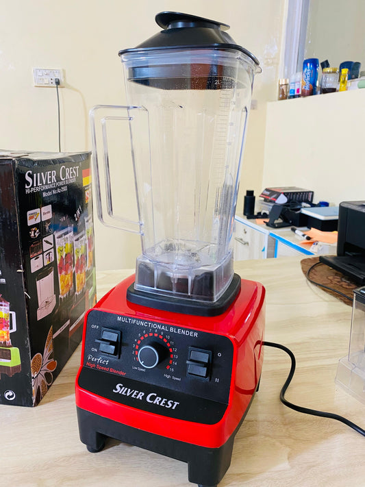 Silver Crest Heavy Duty German Powerful Blender 2 in 1 4500 Watts Power Full Motor 2l Large Capacity Unbreakable Jug and 700ml Chopper Multifunctional Blender for Smoothie Milkshake Juicer Ice Crusher Electric Grain Grinder 15 Rotating Speeds, Red