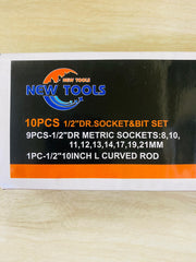 10Pcs L Shaped Handle Chrome Vanadium Socket Wrench Spanner Set With Box Spanner