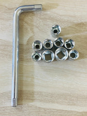 10Pcs L Shaped Handle Chrome Vanadium Socket Wrench Spanner Set With Box Spanner