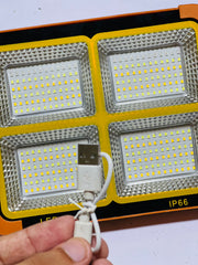 100W Rechargeable Solar LED Construction Site Light | Outdoor Waterproof PIR Motion Sensor Flood Light for Site + Power Bank Street & Warehouse