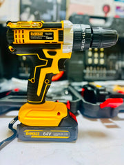 Dewalt 64V Big Batteries Drill Kit Machine | with Drill bits | Screwdriver Heads and Guttis | Dual Battery