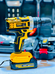 Dewalt 64V Big Batteries Drill Kit Machine | with Drill bits | Screwdriver Heads and Guttis | Dual Battery
