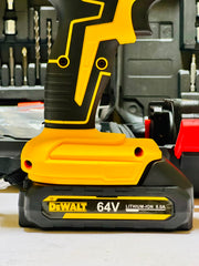 Dewalt 64V Big Batteries Drill Kit Machine | with Drill bits | Screwdriver Heads and Guttis | Dual Battery