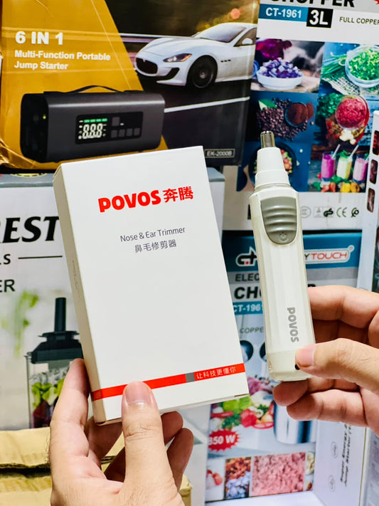 POVOS nose & Ear Trimmer | Rechargeable | with charger and dual packaging.